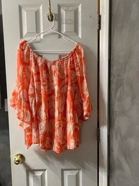 Unique Spectrum by Mille Gabrielle Tropical Off-Shoulder Boho Peasant Blouse 2x